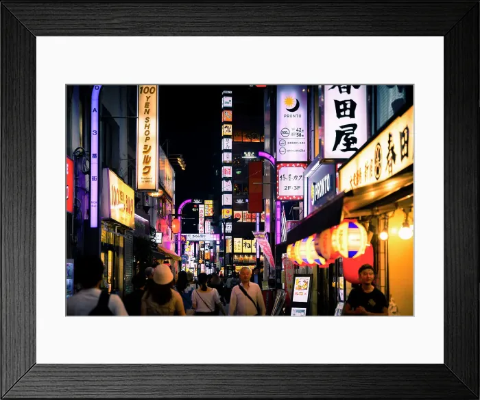 Framed Print : Asia, Japan, Tokyo, Shinjuku, Kabukicho neon signs and crowd Framed Print : Asia, Japan, Tokyo, Shinjuku, Kabukicho neon signs and crowd