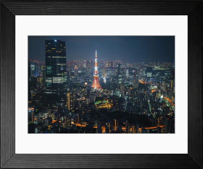 Framed Print : Night view from Tokyo City View and Sky Deck, occupy the 52nd and 54th floor of Roppongi Hills. Tokyo, Japan