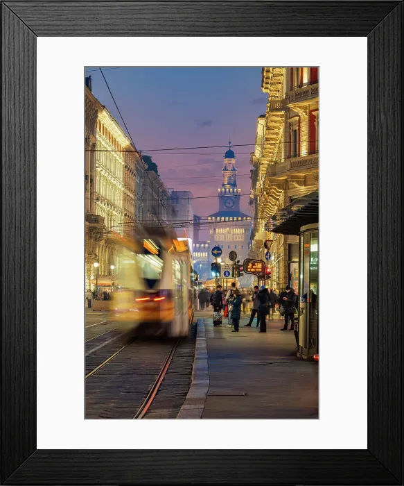Framed Print : Piazza Cordusio with Sforza's Castle in the background, Milan, Lombardy, Italy Framed Print : Piazza Cordusio with Sforza's Castle in the background, Milan, Lombardy, Italy
