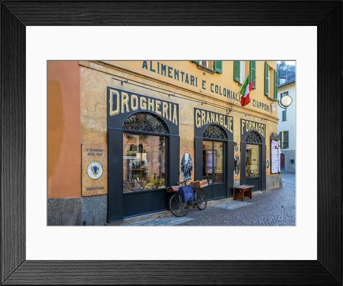 Framed Print : Historic grocery store, Morbegno, Valtellina, Lombardy, Italy Framed Print : Historic grocery store, Morbegno, Valtellina, Lombardy, Italy