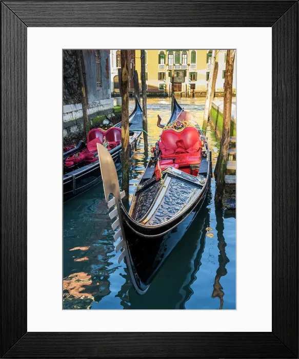 Framed Print : Moored gondola, Venice, Veneto, Italy