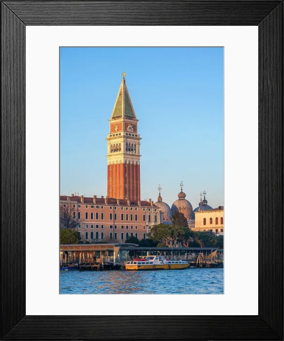 Framed Print : Grand Canal and St. Mark's Campanile at sunset, Venice, Veneto, Italy