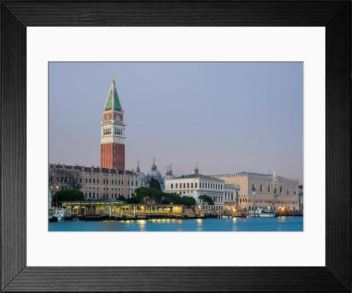Framed Print : Grand Canal and St. Mark's Campanile at dusk, Venice, Veneto, Italy
