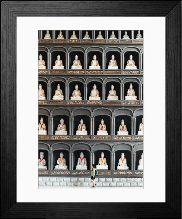 Framed Print : Katsuyama, Seidaiji Temple is home to the Echizen Great Buddha and 1, 281 smaller Buddha statues lining the walls of the Butsuden building. Japan
