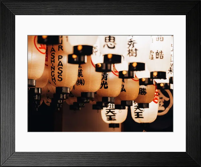 Framed Print : Japanese lantern in Osaka at night, Japan Framed Print : Japanese lantern in Osaka at night, Japan