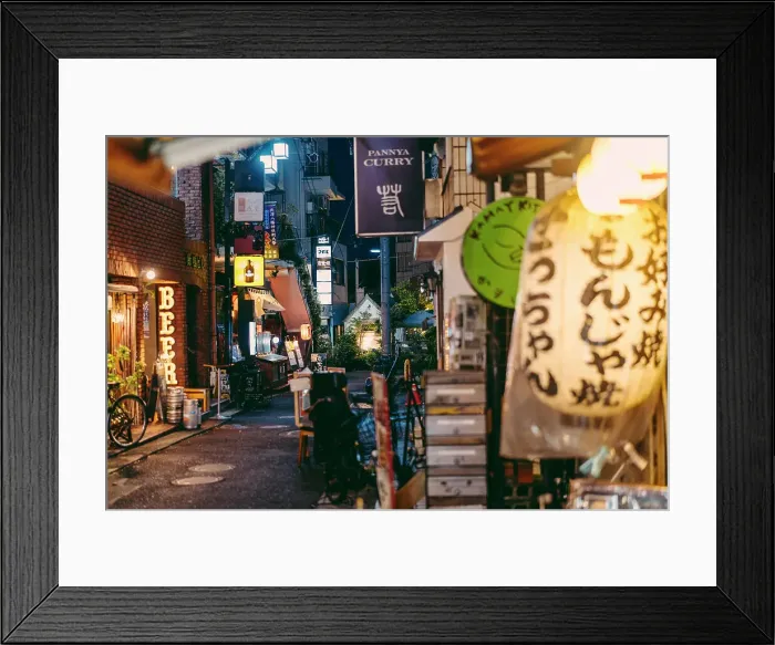 Framed Print : Neon and signs on the streets of Shimokitazawa in the evening, Tokyo, Japan Framed Print : Neon and signs on the streets of Shimokitazawa in the evening, Tokyo, Japan