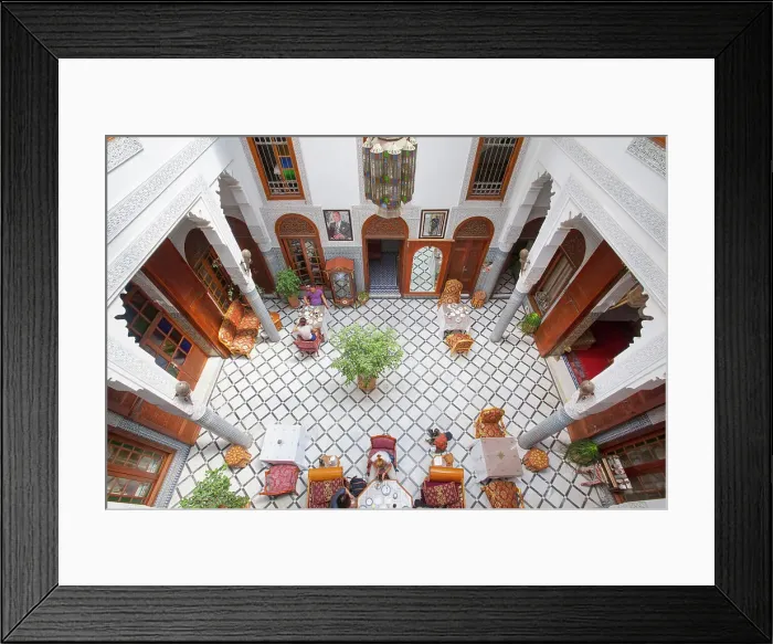 Framed Print : Interior of the Riad Dar Tahra & Spa hotel in the Fez medina, Morocco. The medina of Fes was declared UNESCO World Heritage Site in 1981 Framed Print : Interior of the Riad Dar Tahra & Spa hotel in the Fez medina, Morocco. The medina of Fes was declared UNESCO World Heritage Site in 1981