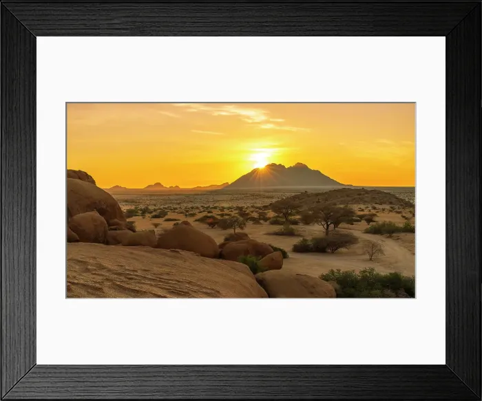 Framed Print : Africa, Namibia. Sunset behind a mountain near Spitzkoppe area Framed Print : Africa, Namibia. Sunset behind a mountain near Spitzkoppe area