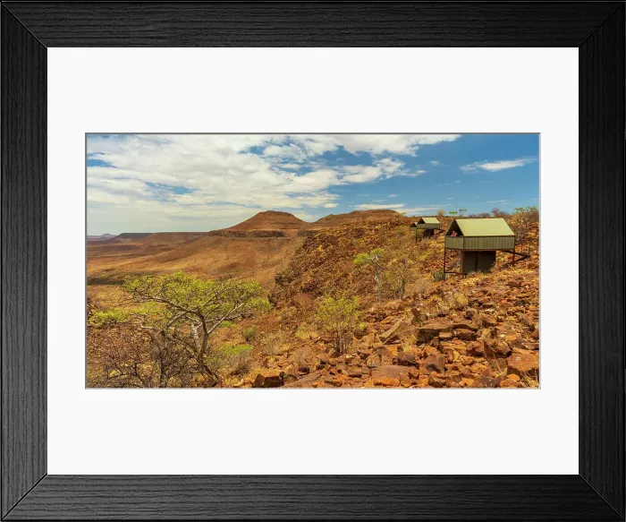 Framed Print : Africa, Namibia, Damaraland, Etendeka Plateau. The camp during the hike Framed Print : Africa, Namibia, Damaraland, Etendeka Plateau. The camp during the hike