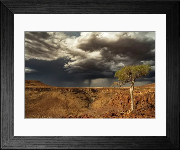 Framed Print : Africa, Namibia, Damaraland, Etendeka Plateau. A thunderstorm over the landscape Framed Print : Africa, Namibia, Damaraland, Etendeka Plateau. A thunderstorm over the landscape