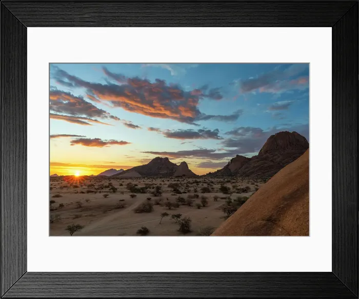 Framed Print : Africa, Namibia. Erongo Region. Sunset in the Spitzkoppe area