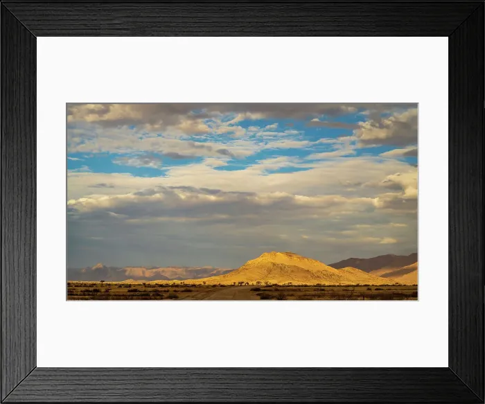 Framed Print : Africa, Namibia. Namib Naukluft area. A beautifully lit mountain range near Solitaire Framed Print : Africa, Namibia. Namib Naukluft area. A beautifully lit mountain range near Solitaire