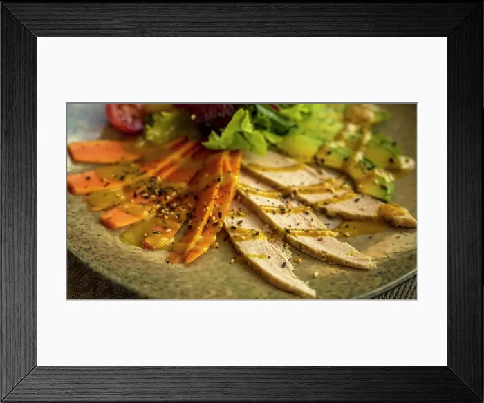 Framed Print : Africa, Namibia. Windhoek. Food. Chicken Papaya avocado salad Framed Print : Africa, Namibia. Windhoek. Food. Chicken Papaya avocado salad