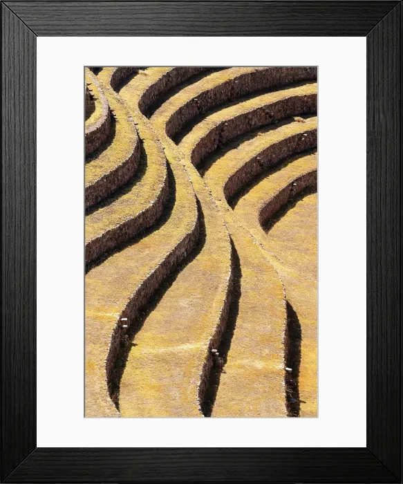 Framed Print : Abstract of terraces in Moray, Sacred Valley, Urubamba Province, Cusco Region, Peru Framed Print : Abstract of terraces in Moray, Sacred Valley, Urubamba Province, Cusco Region, Peru