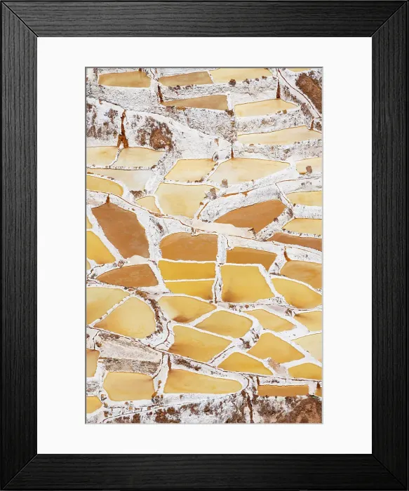Framed Print : High angle view of Maras salt marsh terraces, Salinas de Maras, Cuzco Region, Peru
