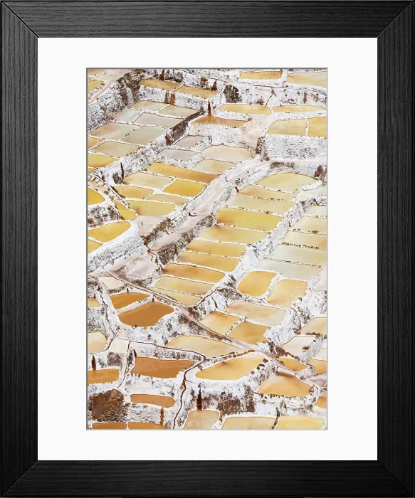 Framed Print : High angle view of Maras salt marsh terraces, Salinas de Maras, Cuzco Region, Peru Framed Print : High angle view of Maras salt marsh terraces, Salinas de Maras, Cuzco Region, Peru