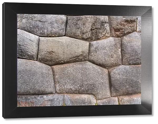 Detail of stone wall at Inca fortress of Sacsayhuaman, Cusco Province, Cuzco Region, Peru