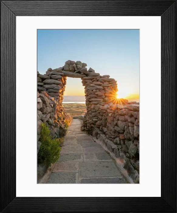 Framed Print : Stone arch on Amantani Island at sunset, Lake Titicaca, Puno Province, Puno Region, Peru Framed Print : Stone arch on Amantani Island at sunset, Lake Titicaca, Puno Province, Puno Region, Peru