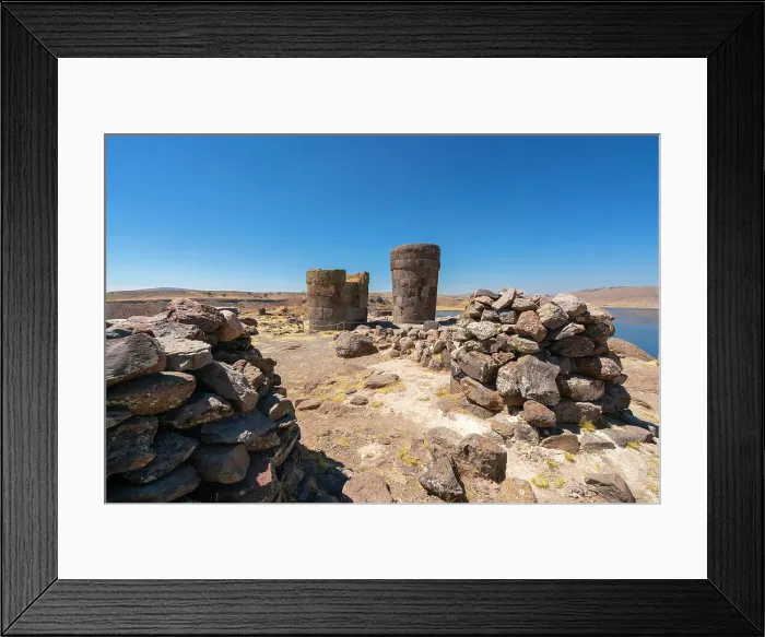 Framed Print : Ancient burial ground Sillustani featuring cylindrical funerary towers, Puno, Atuncolla District, Puno Province, Puno Region, Peru Framed Print : Ancient burial ground Sillustani featuring cylindrical funerary towers, Puno, Atuncolla District, Puno Province, Puno Region, Peru