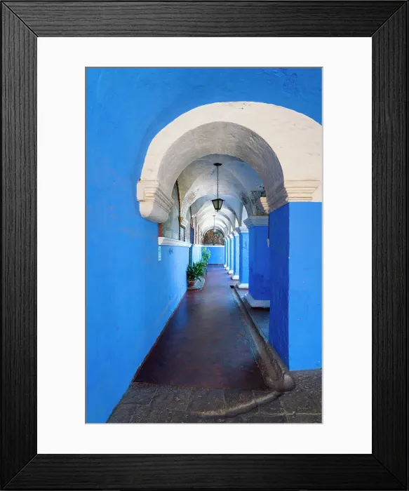 Framed Print : Blue corridor at Monastery of Santa Catalina de Siena, UNESCO, Arequipa, Arequipa Province, Arequipa Region, Peru Framed Print : Blue corridor at Monastery of Santa Catalina de Siena, UNESCO, Arequipa, Arequipa Province, Arequipa Region, Peru