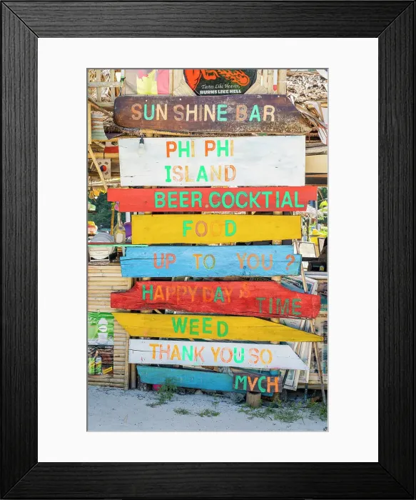 Framed Print : Colourful signage at a bar on Phi Phi Don, Krabi, Thailand Framed Print : Colourful signage at a bar on Phi Phi Don, Krabi, Thailand