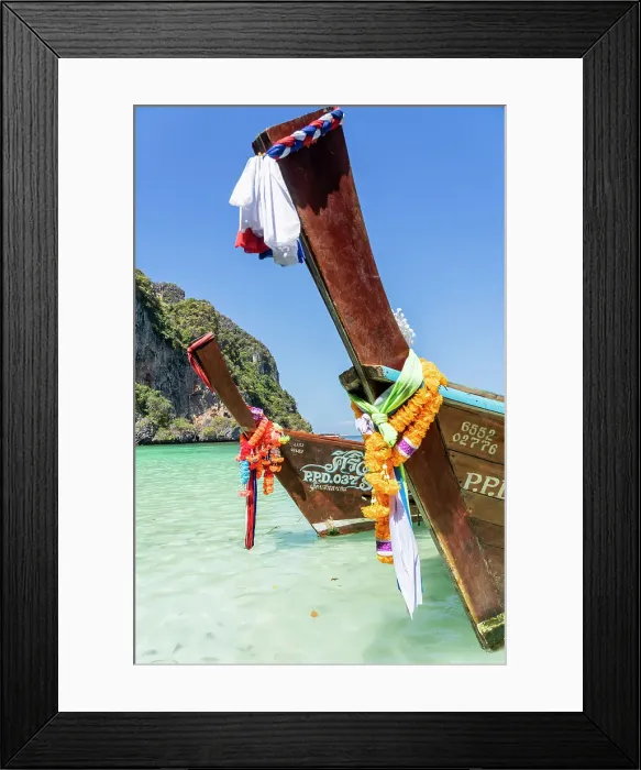 Framed Print : Long Tail boats, Monkey Beach, Koh Phi Phi Don, Krabi, Thailand Framed Print : Long Tail boats, Monkey Beach, Koh Phi Phi Don, Krabi, Thailand