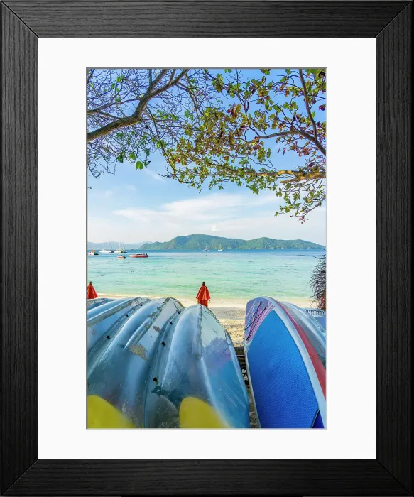 Framed Print : Surf boards on the beach on Raya Island, Thailand Framed Print : Surf boards on the beach on Raya Island, Thailand