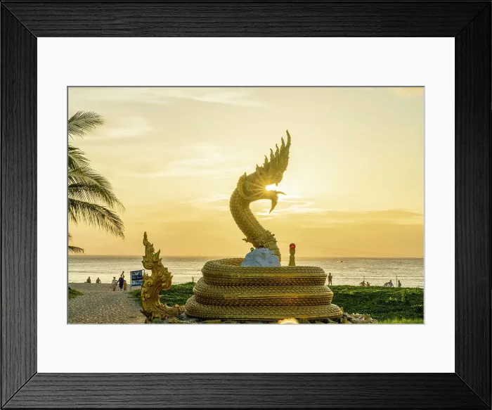 Framed Print : A golden dragon at sunset, Karon Beach, Phuket, Thailand