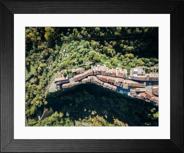 Framed Print : Spain, Catalonia, Olot, Elevated view of Castellfollit de la Roca Framed Print : Spain, Catalonia, Olot, Elevated view of Castellfollit de la Roca