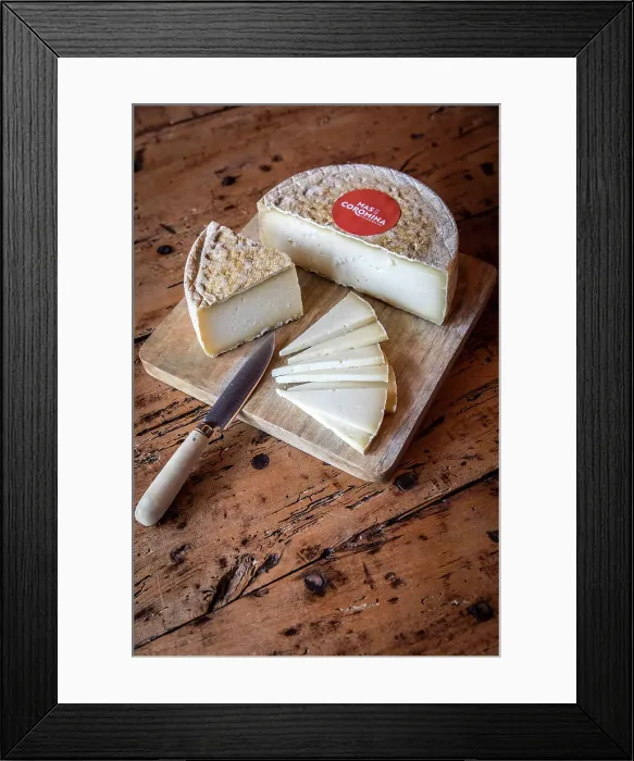 Framed Print : Spain, Catalonia, Olot, Mas La Coromina, Cheese tasting in the shop of the cheese factory Framed Print : Spain, Catalonia, Olot, Mas La Coromina, Cheese tasting in the shop of the cheese factory