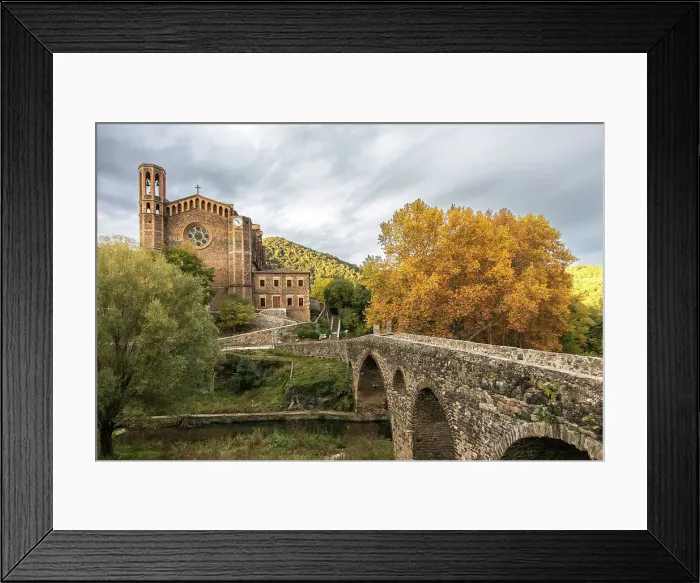 Framed Print : Spain, Catalonia, Olot, Sant Joan Les Fonts, The church of the village Framed Print : Spain, Catalonia, Olot, Sant Joan Les Fonts, The church of the village