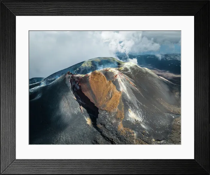 Framed Print : Spain, Canary Islands, La Palma, El Paso, Elevated view of the crater of the Tajogaite Volcano
