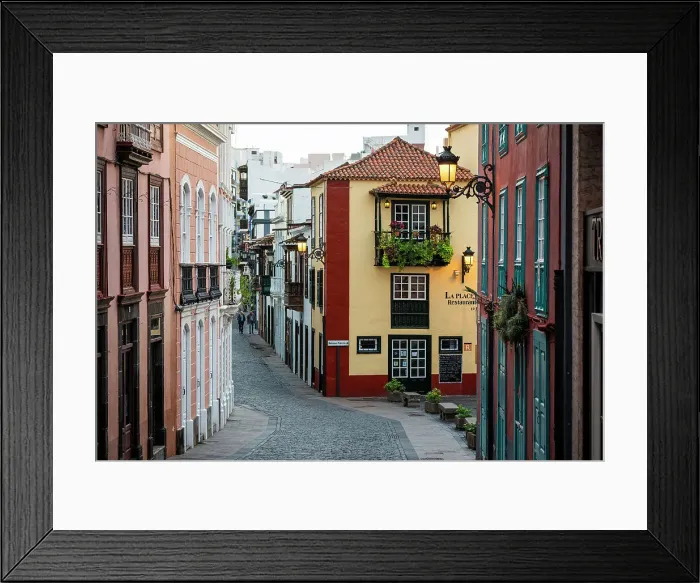 Framed Print : Spain, Canary Islands, La Palma, Santa Cruz de La Palma, Coloured houses in Calle Anselmo Perez de Brito Framed Print : Spain, Canary Islands, La Palma, Santa Cruz de La Palma, Coloured houses in Calle Anselmo Perez de Brito