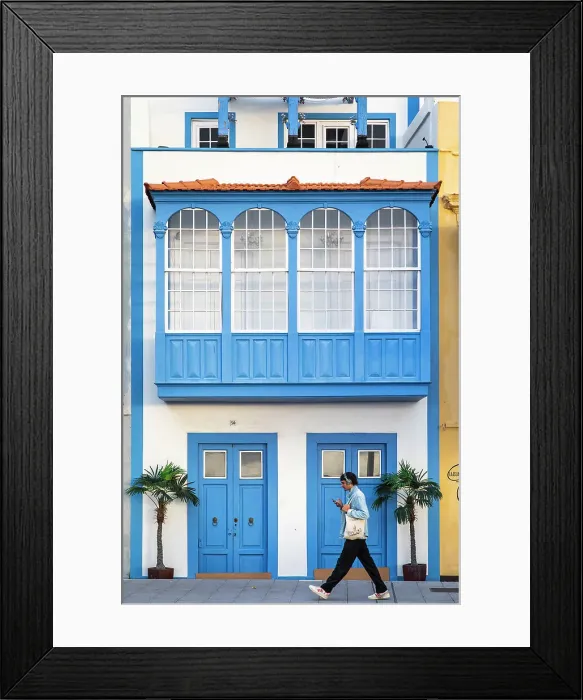Framed Print : Spain, Canary Islands, La Palma, Characteristic canarian house on the Santa Cruz de La Palma promenade