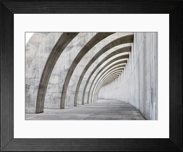 Framed Print : Spain, Canary Islands, La Palma, Tazacorte, Arcade structure in the harbour