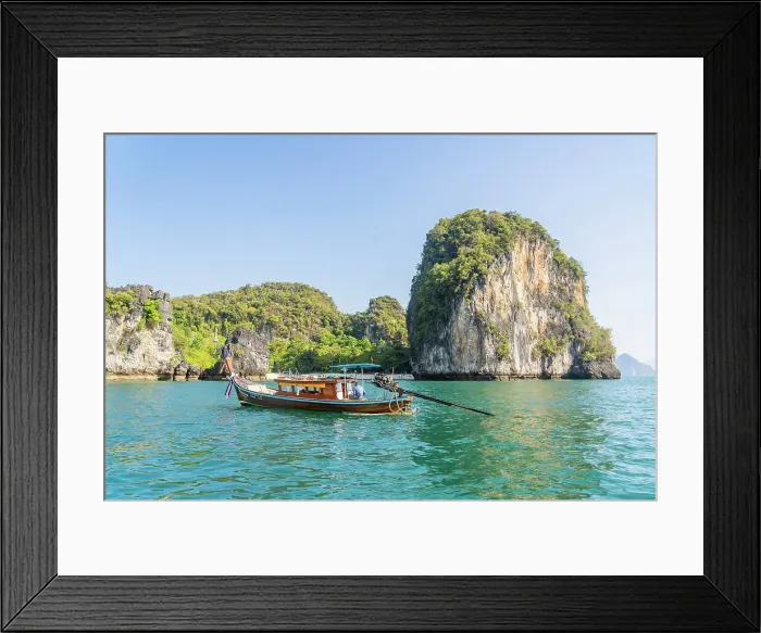 Framed Print : Long tail boat at Hong Island, Krabi, Thailand