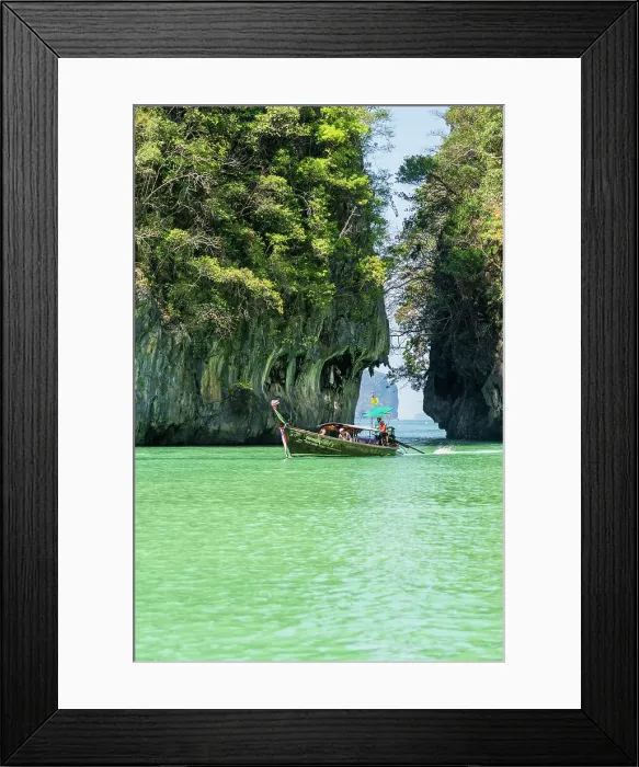 Framed Print : Long tail boat in Hong lagoon, Hong Island, Krabi, Thailand Framed Print : Long tail boat in Hong lagoon, Hong Island, Krabi, Thailand