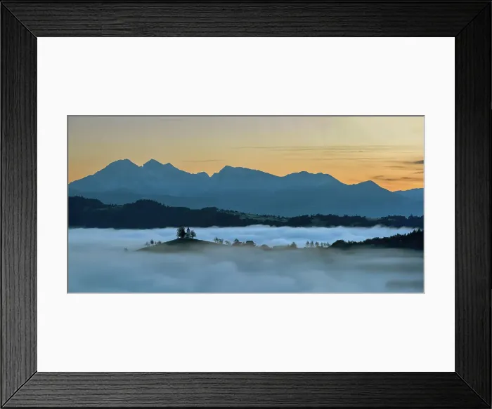Framed Print : Morning Mist Around Church of St. Thomas, Skofja Loka, Slovenia, Europe Framed Print : Morning Mist Around Church of St. Thomas, Skofja Loka, Slovenia, Europe