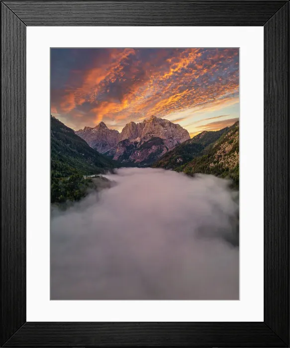 Framed Print : Mist Below Julian Alps at Sunrise, Kranska Gora, Slovenia, Europe Framed Print : Mist Below Julian Alps at Sunrise, Kranska Gora, Slovenia, Europe
