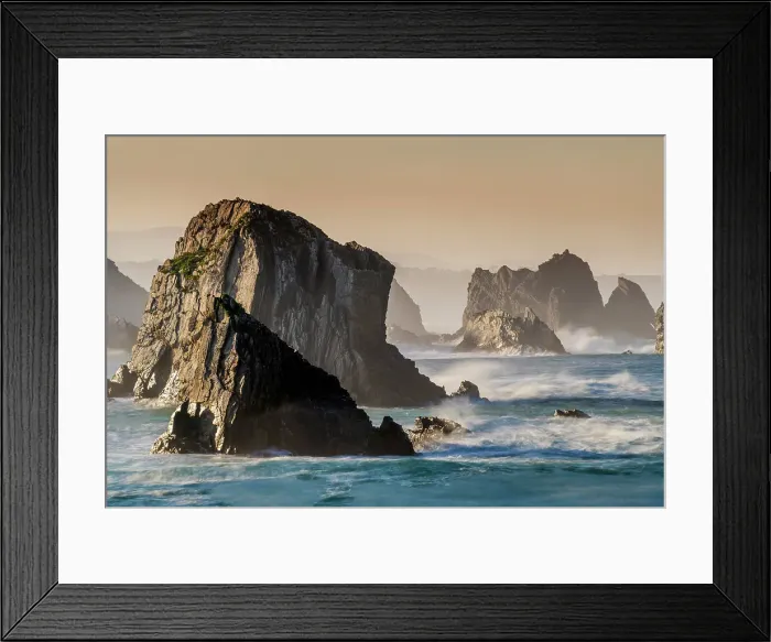 Framed Print : Sea stacks, Playa del Silencio, Cudillero, Asturias, Spain Framed Print : Sea stacks, Playa del Silencio, Cudillero, Asturias, Spain