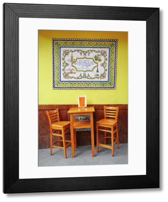 Framed Print : A detail of the historical Bar Gonzalo in the Seville historical cask, Andalucia, Spain, Europe Framed Print : A detail of the historical Bar Gonzalo in the Seville historical cask, Andalucia, Spain, Europe