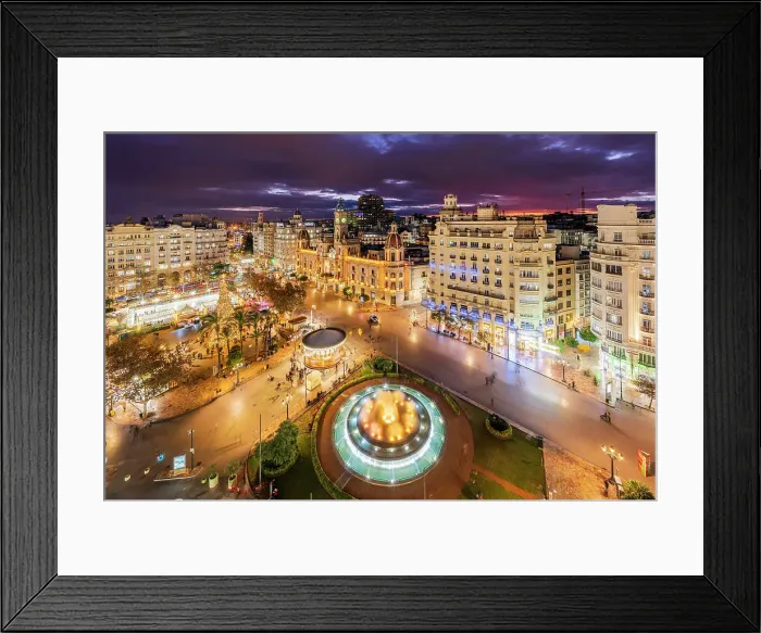 Framed Print : Plaza del Ayuntamiento decorated with Christmas lights, Valencia, Spain Framed Print : Plaza del Ayuntamiento decorated with Christmas lights, Valencia, Spain