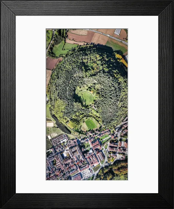 Framed Print : Spain, Catalonia, Olot, Elevated view of La Garrinada volcano Framed Print : Spain, Catalonia, Olot, Elevated view of La Garrinada volcano