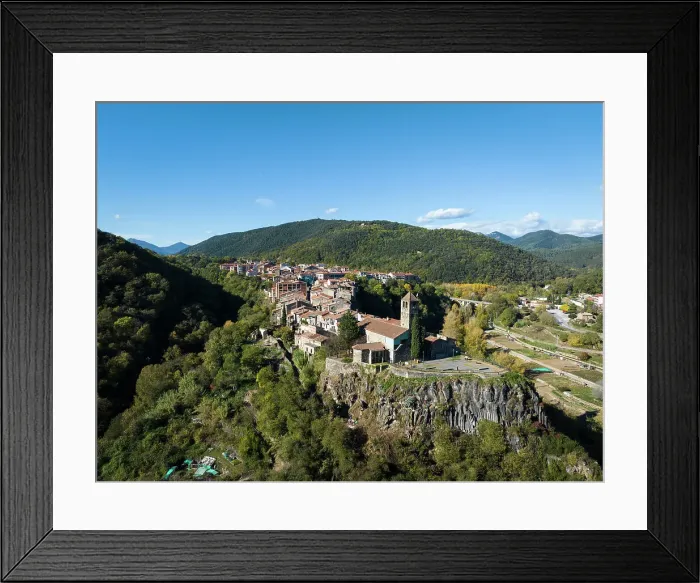 Framed Print : Spain, Catalonia, Olot, Elevated view of Castellfollit de la Roca Framed Print : Spain, Catalonia, Olot, Elevated view of Castellfollit de la Roca