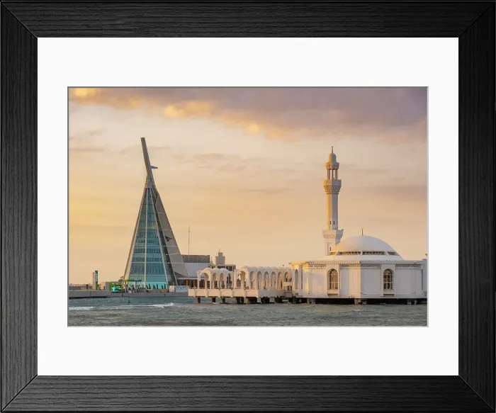 Framed Print : Al Rahmah Mosque, Jeddah Corniche, Jeddah, Makkah Province, Saudi Arabia