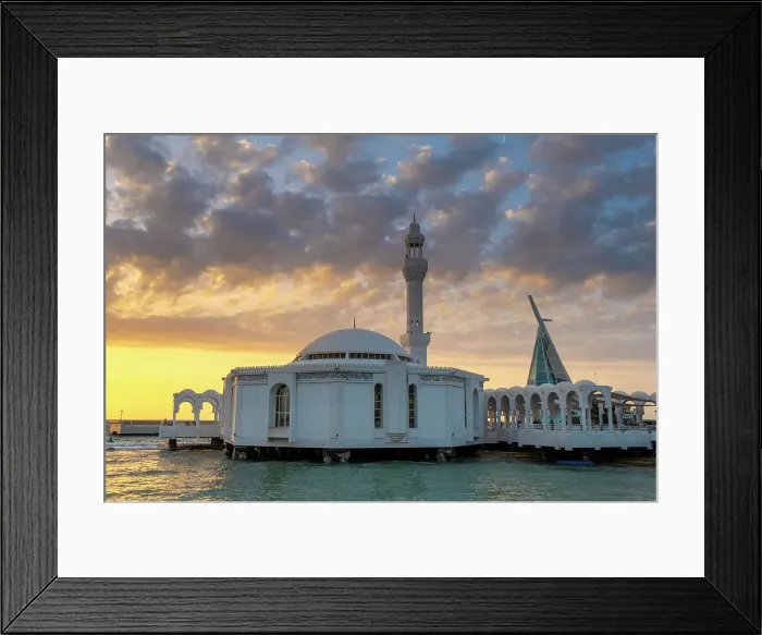 Framed Print : Al Rahmah Mosque, Jeddah Corniche, Jeddah, Makkah Province, Saudi Arabia