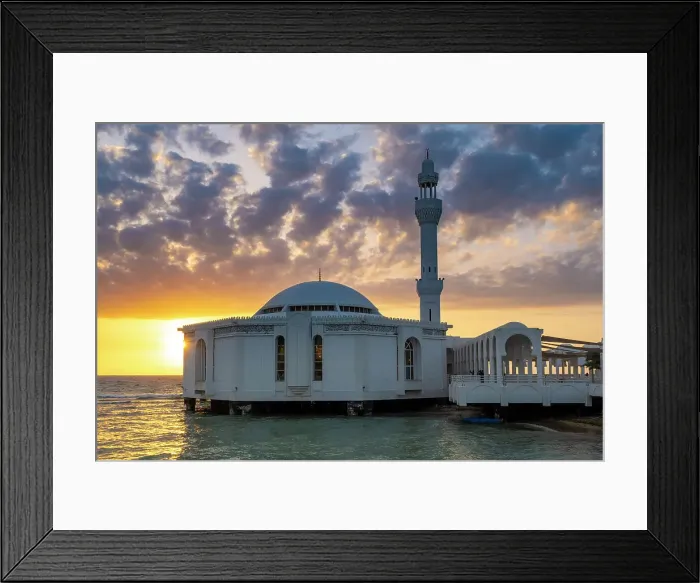 Framed Print : Al Rahmah Mosque, Jeddah Corniche, Jeddah, Makkah Province, Saudi Arabia