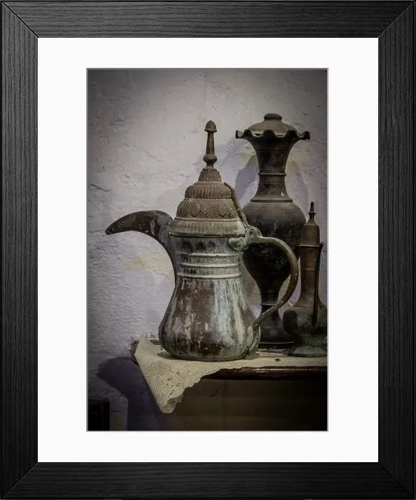 Framed Print : Coffee pot, Al-Balad (historic old town), UNESCO World Heritage Site, Jeddah, Makkah Province, Saudi Arabia