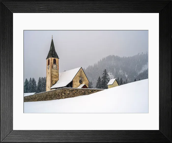 Framed Print : St. Veit church (Chiesa di San Vito) in a scenic snowy landscape, Prags-Braies, South Tyrol, Italy Framed Print : St. Veit church (Chiesa di San Vito) in a scenic snowy landscape, Prags-Braies, South Tyrol, Italy