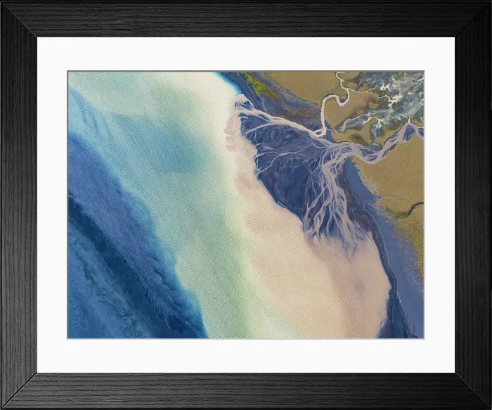 Framed Print : River in the summer day along the icleandic southern coast, Iceland